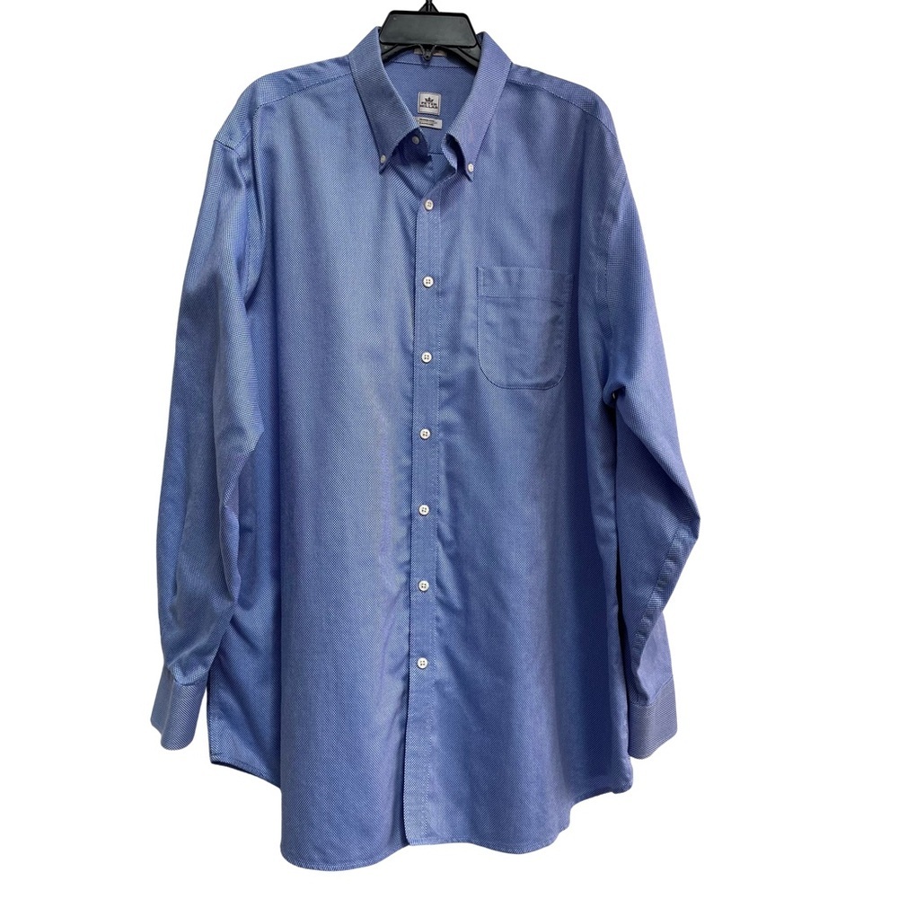 Peter Millar Men’s 2XL Nanoluxe Blue White Woven Long Sleeve Button Up Shirt